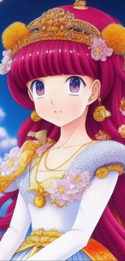 Colorful anime princess in vibrant attire.