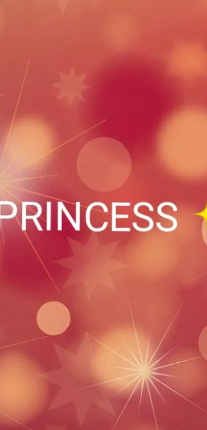 Pink wallpaper with stars and 'PRINCESS' text in white.