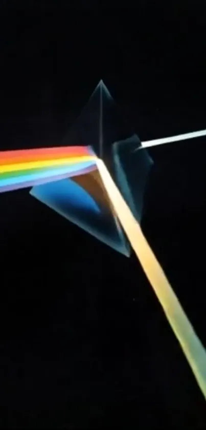 Rainbow light spectrum shining through a prism.