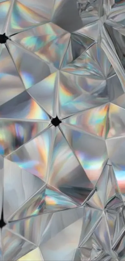 Colorful prismatic geometric wallpaper design.