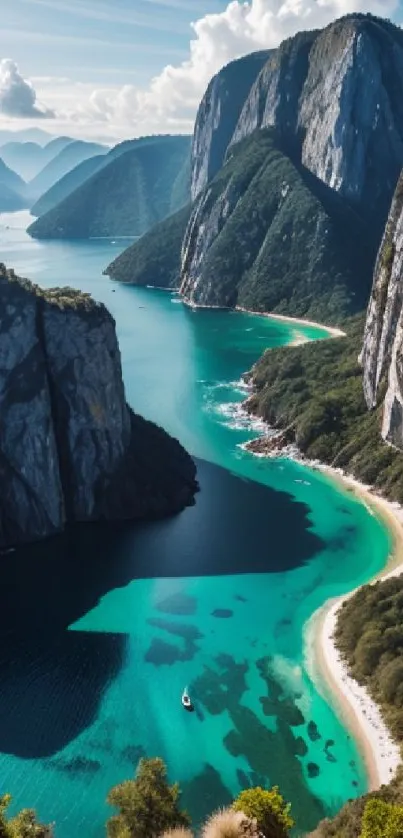 Scenic view of a pristine mountain lake with cliffs and lush greenery.