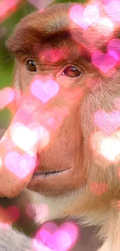 Close-up of a proboscis monkey with a natural background.