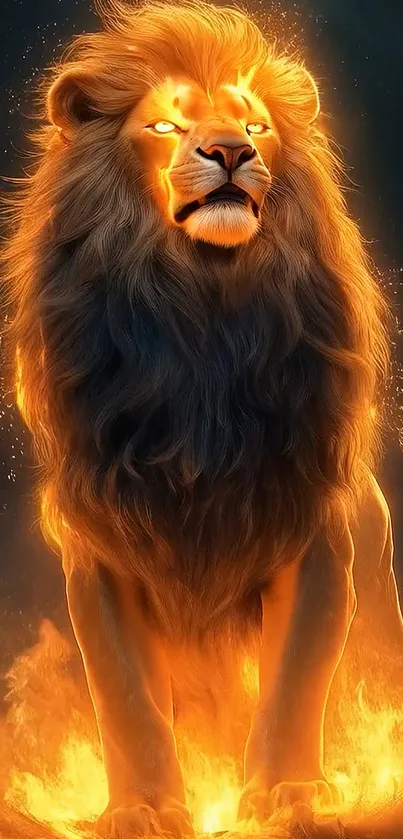 Proud Lion In Flames Live Wallpaper