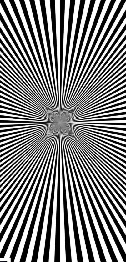 Black and white optical illusion design with radiating lines.