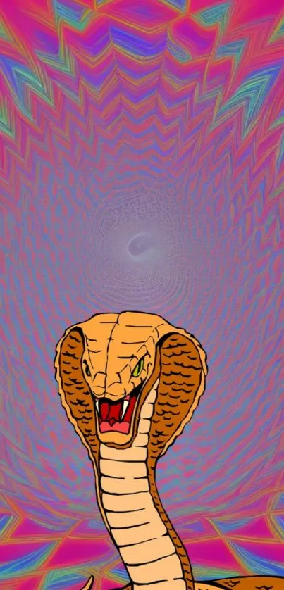 Vibrant psychedelic wallpaper with a bold cobra design.