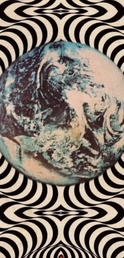 Psychedelic earth wallpaper with vintage designs.