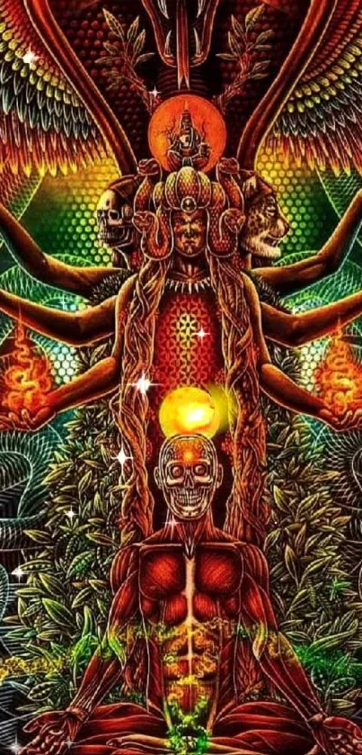 Colorful psychedelic meditation art wallpaper with vibrant mystical design.