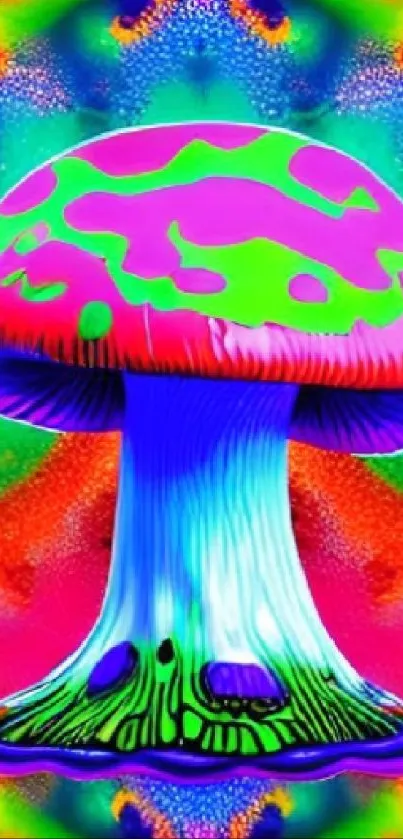 Bright psychedelic mushroom art wallpaper for phones.