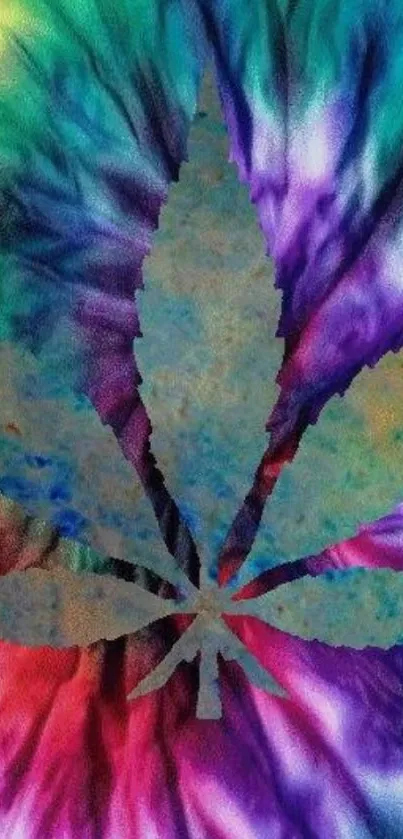 Vibrant tie-dye wallpaper with a leaf design.