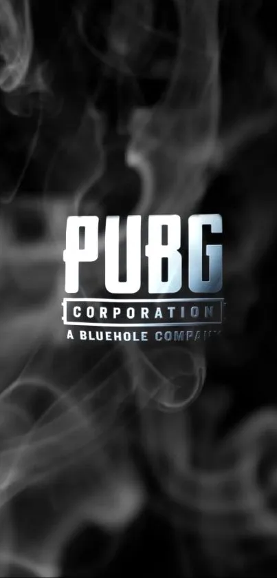 PUBG logo on a smoky, dark background wallpaper.