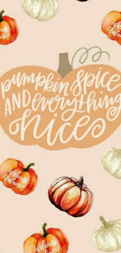 Pumpkin spice design mobile wallpaper with autumn themes and seasonal colors.