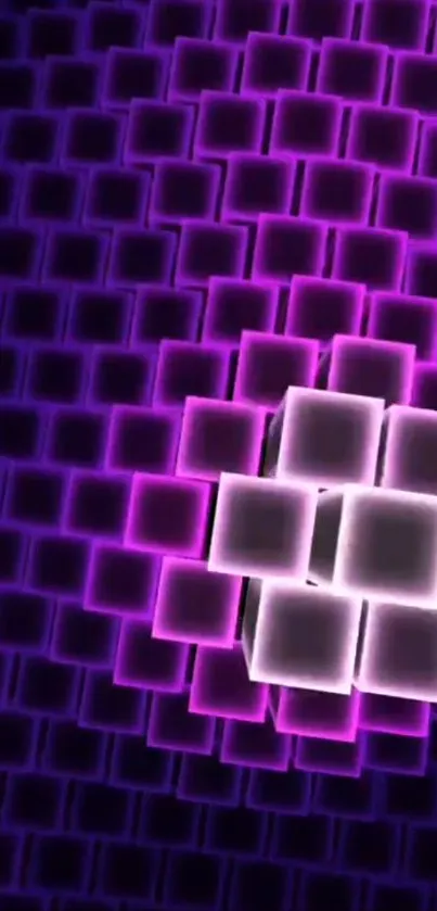 3D purple cubes with glowing edges in an abstract geometric design.