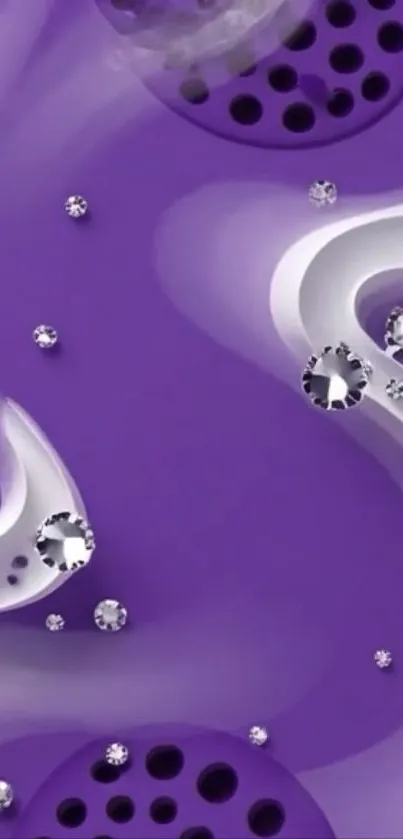 Purple abstract wallpaper with sparkling elements and elegant curves.