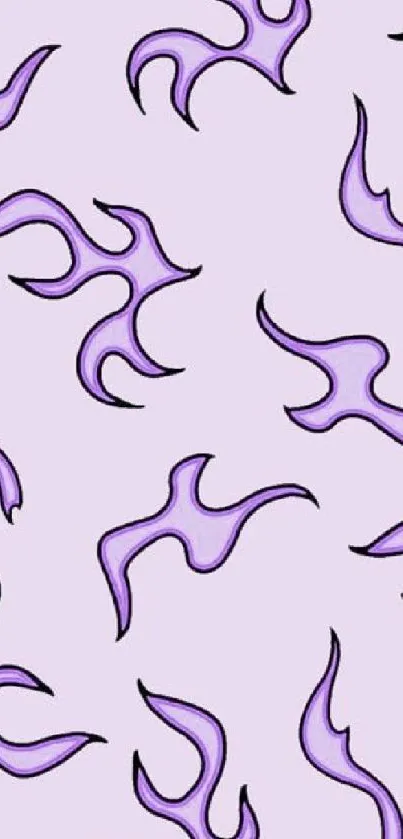 Purple abstract flame pattern on wallpaper