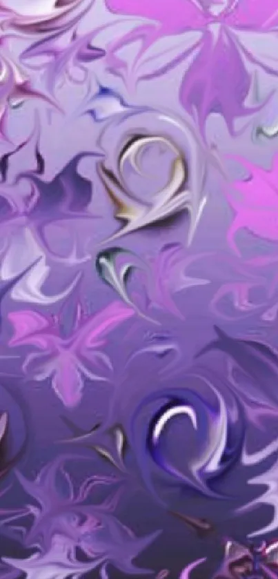 Purple abstract mobile wallpaper with swirling shapes and textures.