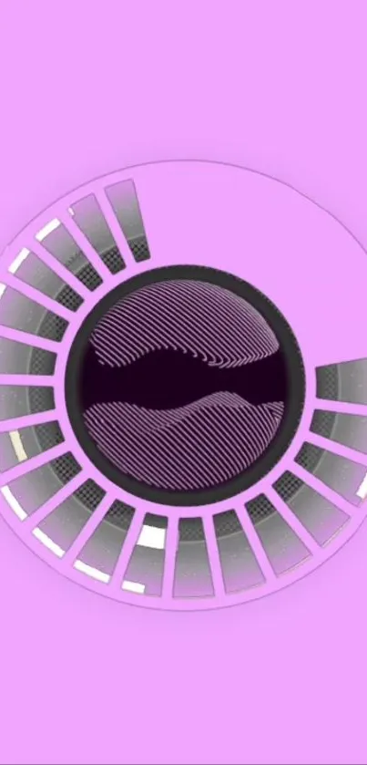 Vibrant purple circle with abstract tech design