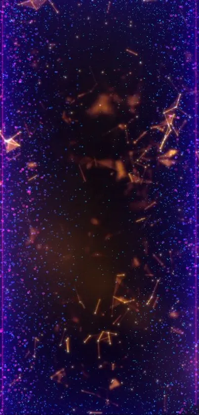 Purple and gold neon abstract wallpaper for mobile.