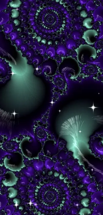 Purple and teal spiral fractal mobile wallpaper.