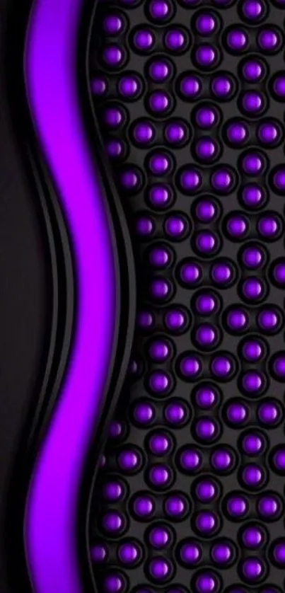 Purple and black abstract wallpaper with circular pattern.