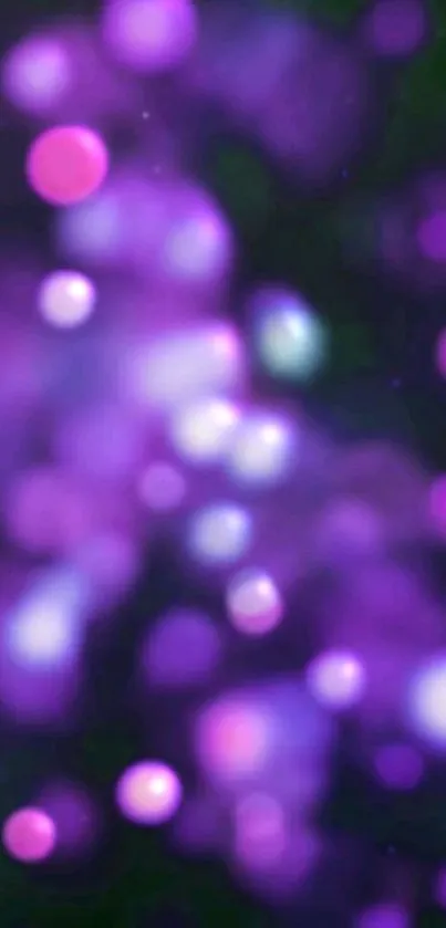 Purple bokeh wallpaper with vibrant orbs on dark background.