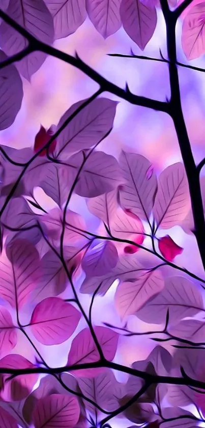 Illustrated purple leaf pattern against pastel gradient.