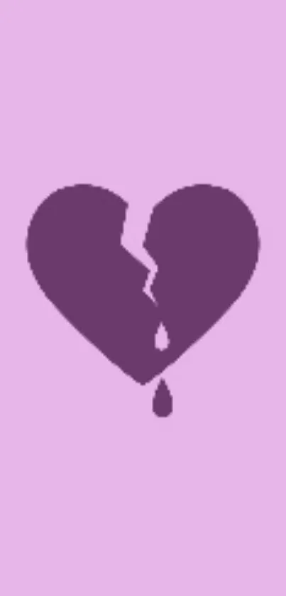 Purple broken heart wallpaper on a lavender background.