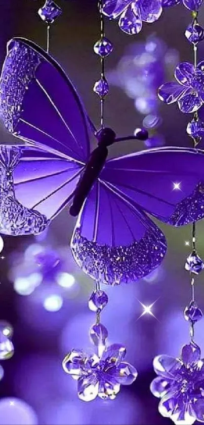 Purple butterfly and floral design wallpaper for mobile.