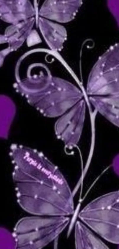 Vibrant purple butterfly design on a black background.