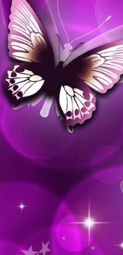 Purple butterfly on a sparkling, dreamy background.