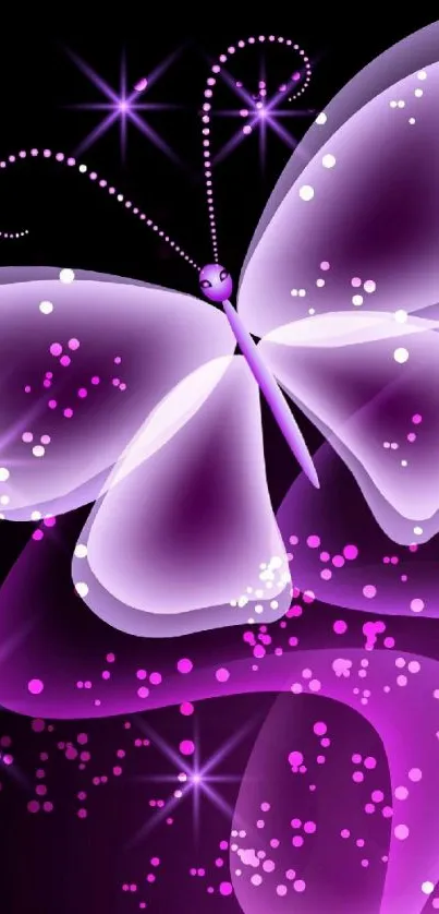 Vibrant purple butterfly fantasy art with glowing effects for mobile wallpaper.