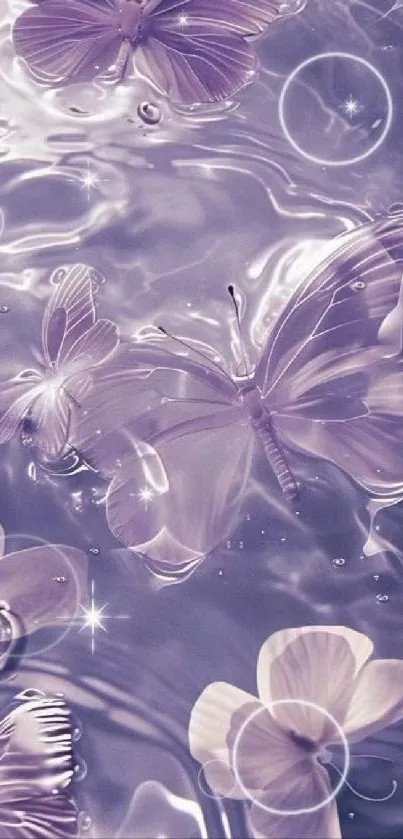 Purple butterflies over a watery dreamy background.