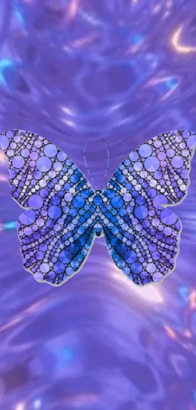 A purple butterfly with a jeweled design on a matching purple background.