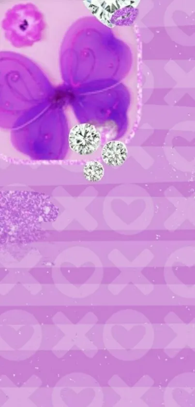 Purple butterfly with gems on a pastel background wallpaper.