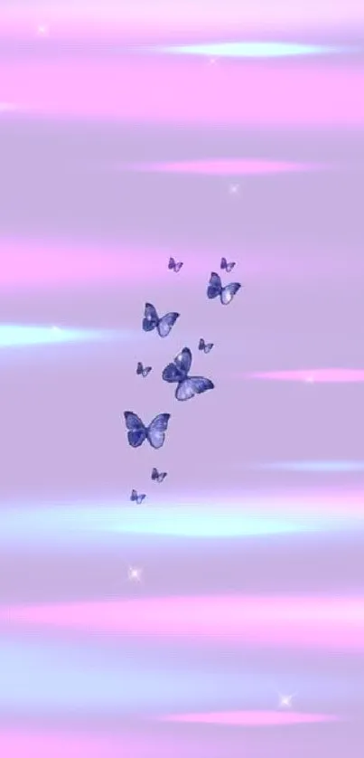 Purple wallpaper with delicate butterflies.