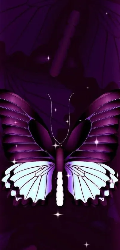 Dark purple butterfly wallpaper for mobile with elegant design.