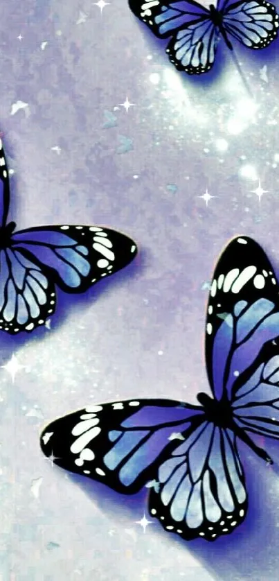 Purple butterflies on lavender background creating a serene mobile wallpaper.