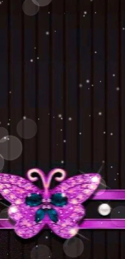 Purple glitter butterfly on dark background wallpaper.