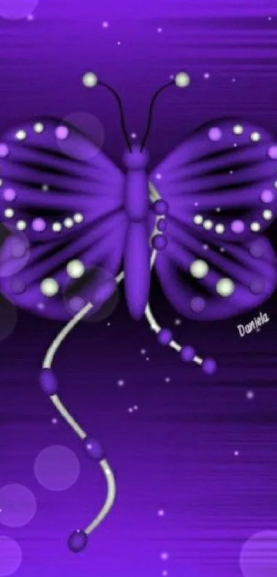 Purple butterfly design on a vibrant background.