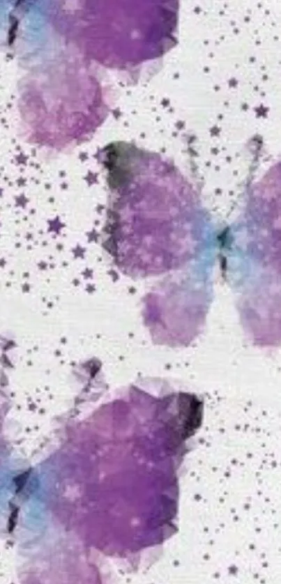 Purple butterfly wallpaper with starry accents on a light background.