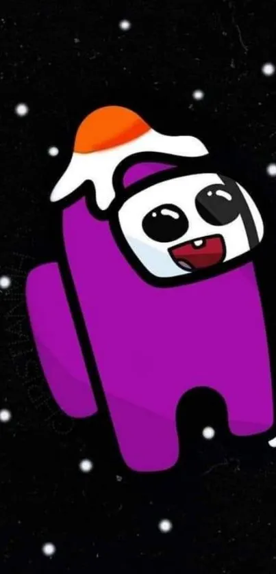 Purple cartoon character on a starry black background wallpaper.