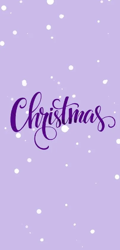 Purple Christmas wallpaper with calligraphy and snowflakes.