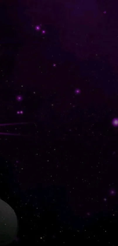 Purple cosmic wallpaper with starry sky.