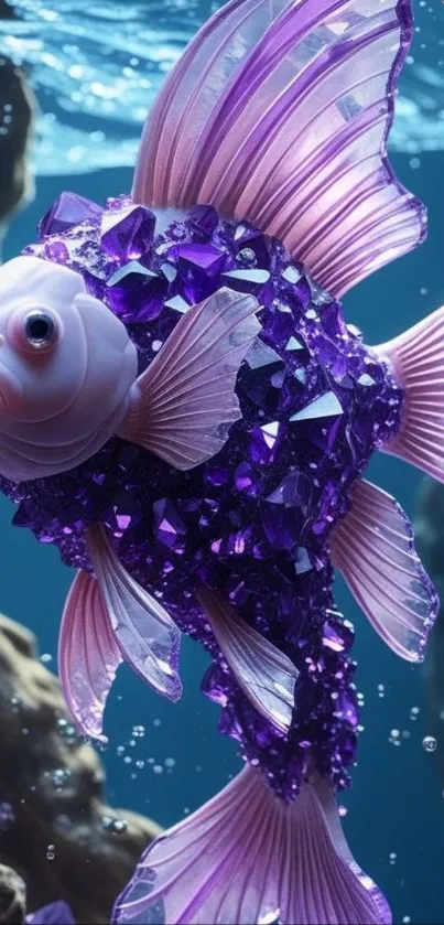 Purple crystal fish in vibrant underwater setting.