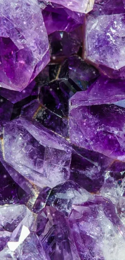 Close-up of a vibrant purple crystal geode.