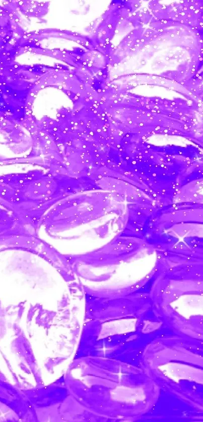 Vibrant purple crystal wallpaper with shimmering gems.