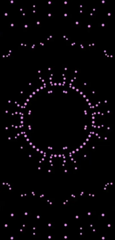 Mobile wallpaper featuring purple dots on a black background.