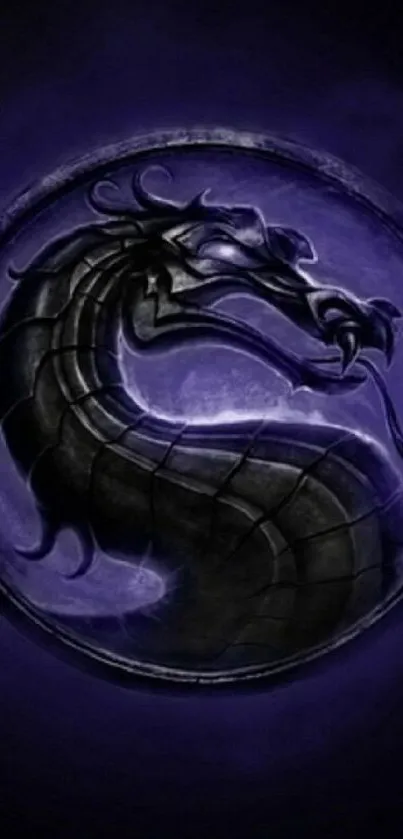 Intricate purple dragon design phone wallpaper.