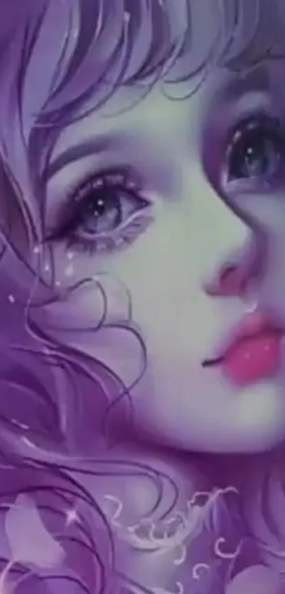 Dreamy purple fantasy art portrait wallpaper.