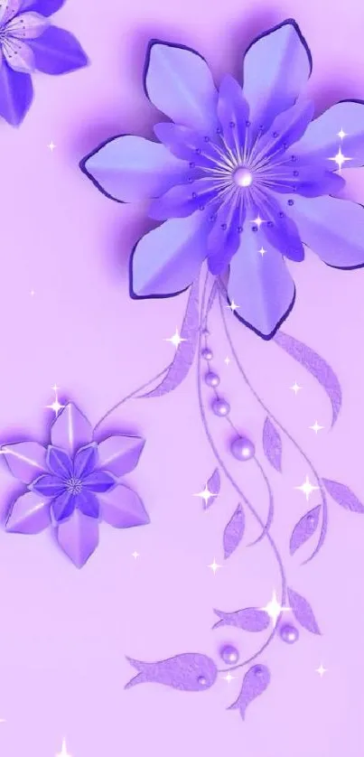 Elegant purple floral wallpaper with delicate flower design.