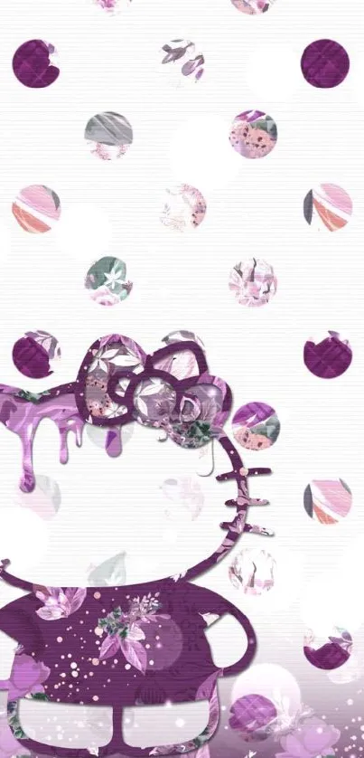 Purple floral cartoon wallpaper with whimsical design.